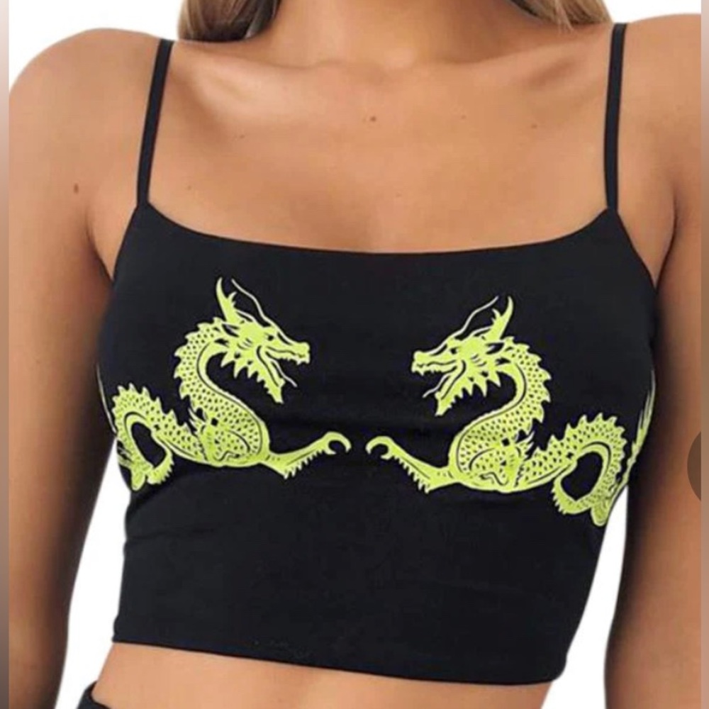 DRAGON PRINT TANK TOP CROP TOP